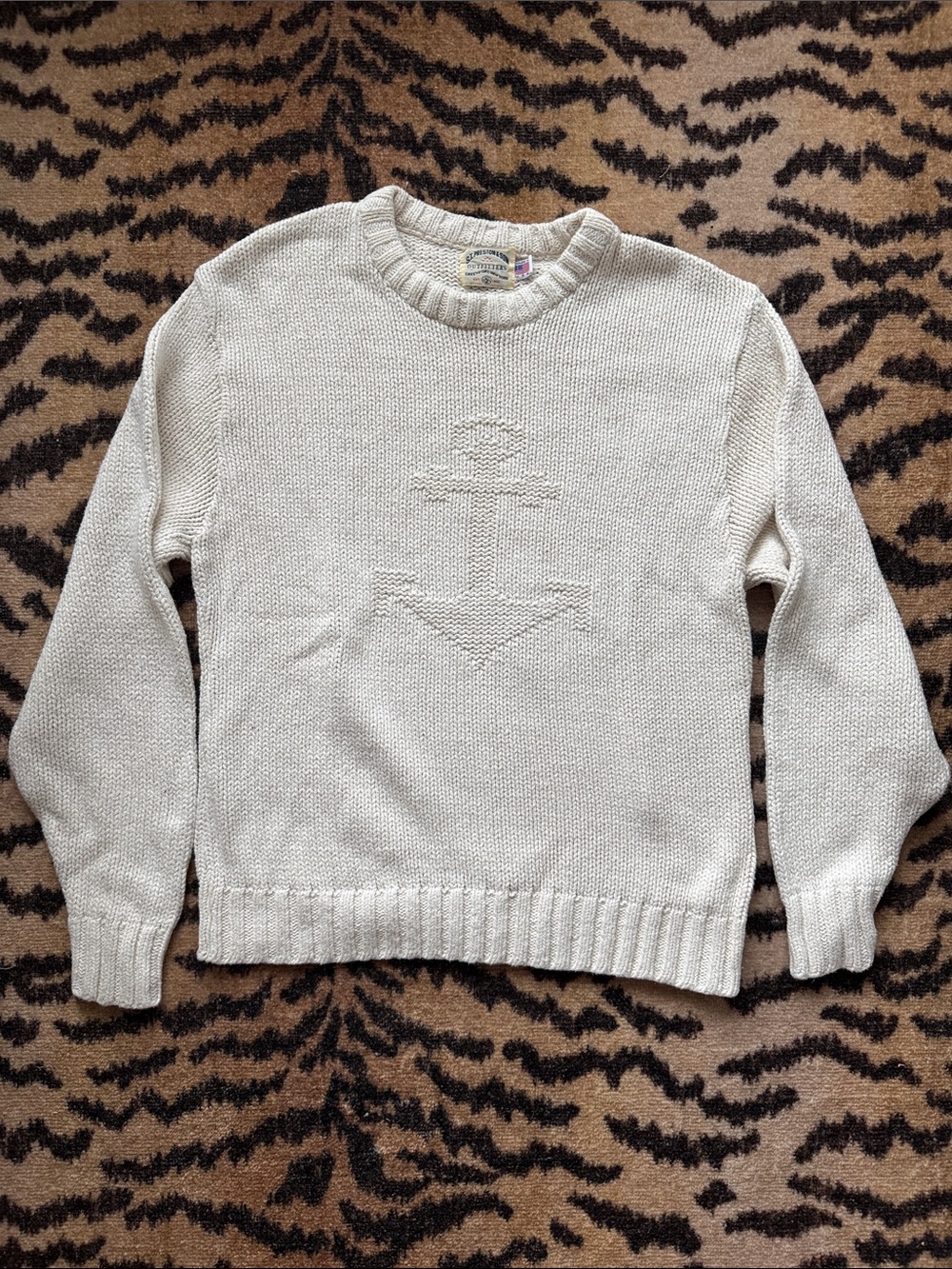 Vintage cotton Anchor Crewneck Sweater in Cream